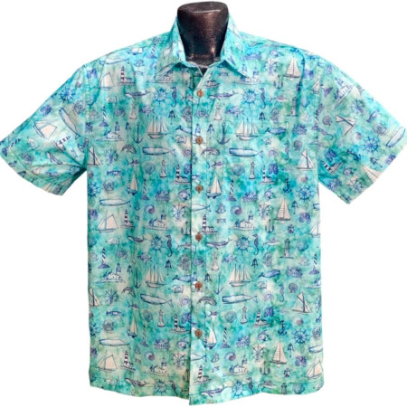 Ocean Seafarer Nautical Hawaiian Shirt- Made in USA